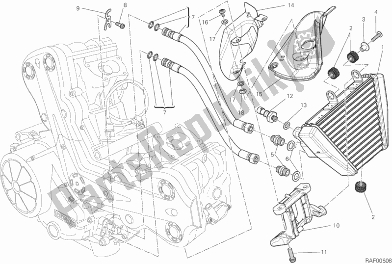 Alle onderdelen voor de Olie Koeler van de Ducati Diavel Titanium USA 1200 2015